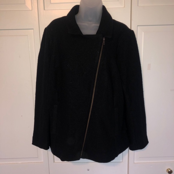 Magnolia Grace Wool Jacket Black Coat Motto Zipper Winter - Picture 11 of 11